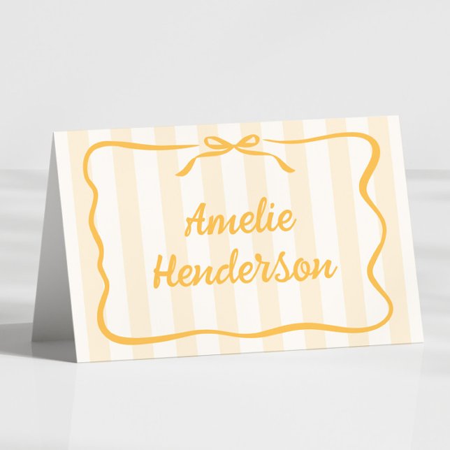Numéro De Table Yellow Stripes Escort Name Cards (Créateur téléchargé)