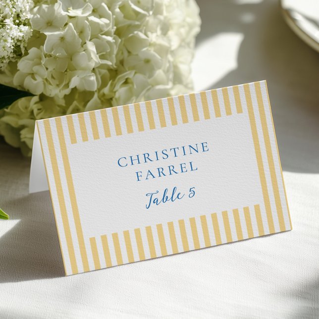 Numéro De Table Yellow Stripes Place Cards (Créateur téléchargé)