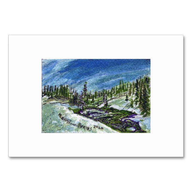 Numéro De Table Yellowstone 1 Miniature Aquarelle Image par MHHR (Devant)