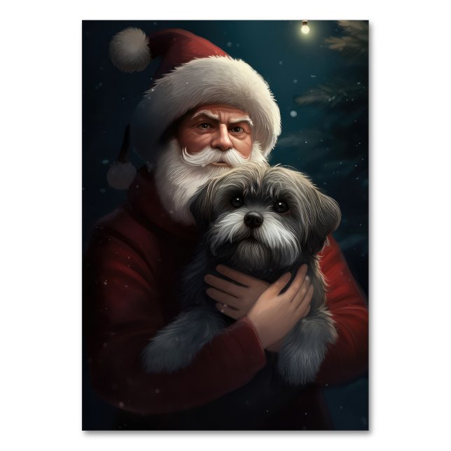 Numéro De Table Yorkipoo avec le Père Noël Festif Noël (Par défaut)