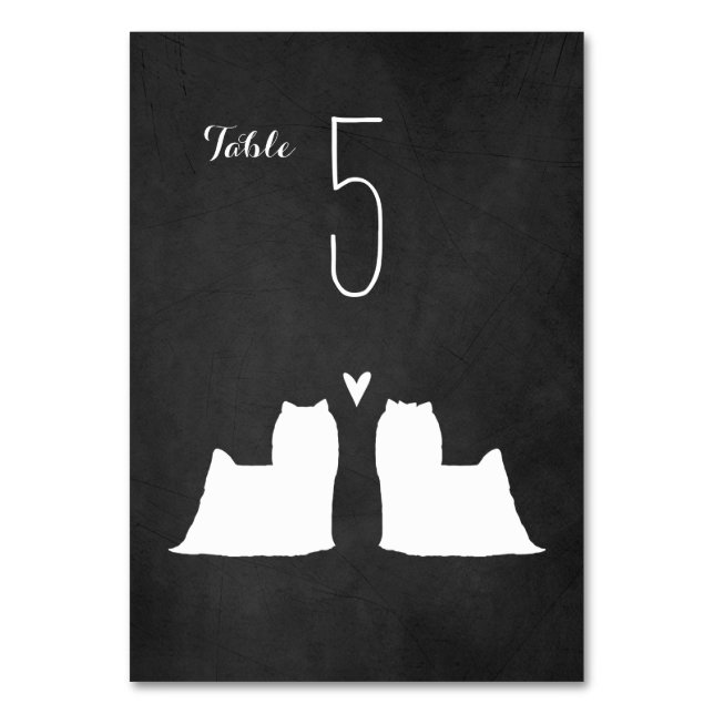 Numéro De Table Yorkshire Terrier Silhouettes Réception de mariage (Par défaut)