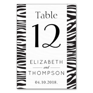 Numéro De Table Zèbre Impression, Grilles, Noir Et Blanc, Mariage