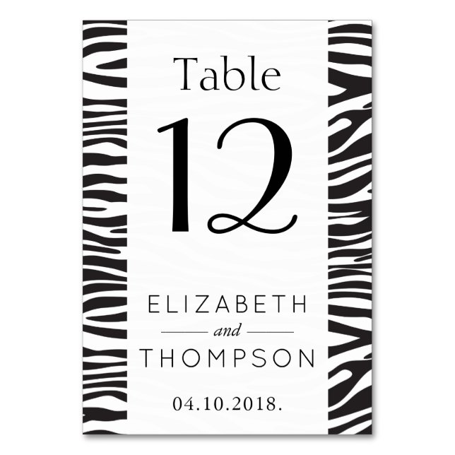 Numéro De Table Zèbre Impression, Grilles, Noir Et Blanc, Mariage (Par défaut)