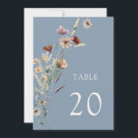 Numéro de tableau bleu-bleu-bleu<br><div class="desc">Guidez vos invités avec élégance en utilisant nos cartes de numéro de table de Fleurs sauvages Boho Rustique Dusty. Avec des fleur sauvage peints à la main dans des tons chauds et des feuilles délicats sur un arrière - plan bleu poussiéreux, ces numéros de table ajoutent une touche de charme...</div>