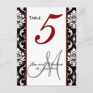 Numéro de tableau Cartes Damask rouge