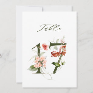 Numéro floral botanique 5x7 n°17, Numéro de table