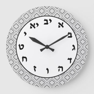 Numéro hébreu Horloge juive Lettres gris Quatrefoi