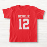 Numéro personnalisé Girls Sport Jersey T-shirt<br><div class="desc">Créez votre propre maillot de football personnalisé T-shirt filles avec nom et numéro personnalisés. Une jolie chemise de sport personnalisable, c'est une idée cadeau mignonne pour les filles. Ce sport pour enfants branché convient à tous les sports, y compris le football, le football, le volley, le baseball, le softball, le...</div>