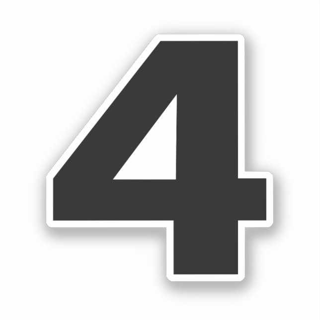 Numéro quatre Autocollant noir et blanc (Recto)