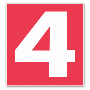Numéro quatre Autocollant rouge et blanc