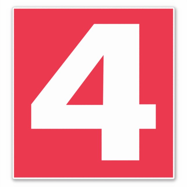 Numéro quatre Autocollant rouge et blanc (Devant)