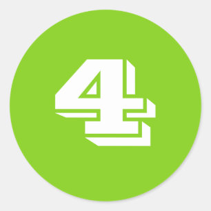 Numéro quatre grands autocollants verts ronds par