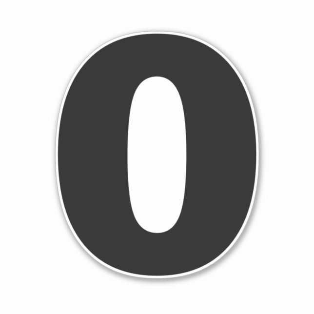 Numéro Sticker noir et blanc zéro (Devant)
