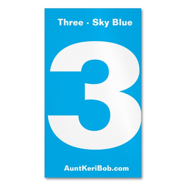 Numéro trois Magnet Carte de visite bleu ciel (devant Vertical)