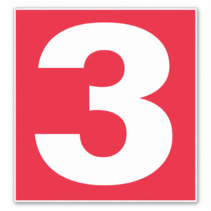 Numéro trois Sticker rouge et blanc