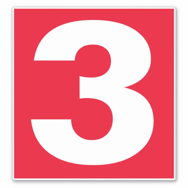 Numéro trois Sticker rouge et blanc (Devant)