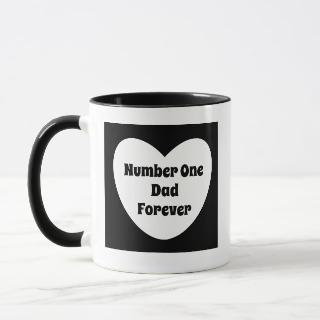Numéro Un Papa Noir et Blanc Moderne Coeur Mug (Gauche)