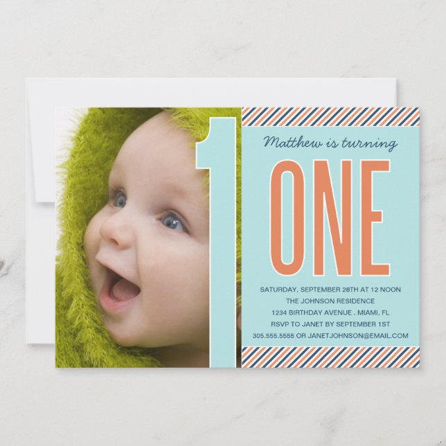 NUMÉRO UN | PREMIÈRE INVITATION D'ANNIVERSAIRE (Devant)