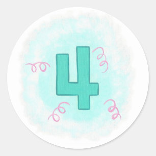 Numéro vert 4 Balances roses Stickers Anniversaire