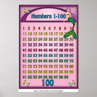 Numéros 1-100 Poster avec une sirène de dessin