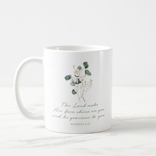 Numéros 6:25, Bible Verse Print, Mug (Gauche)