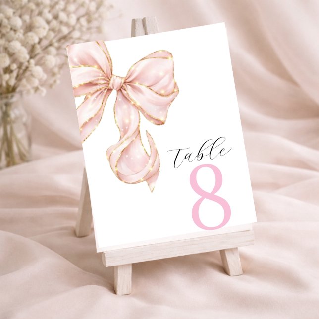 Numéros de table à ruban rose élégant (Créateur téléchargé)