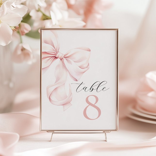 Numéros de table à ruban rose élégant (Créateur téléchargé)