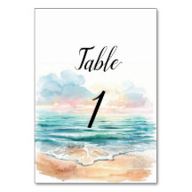 Numéros de table à thème marin en aquarelle modern