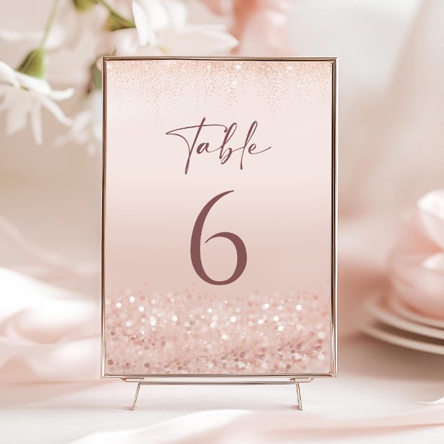 Numéros de table Anniversaire 18 ans Paillettes Ro (Rose Gold Glitter 18th Birthday Table Numbers)