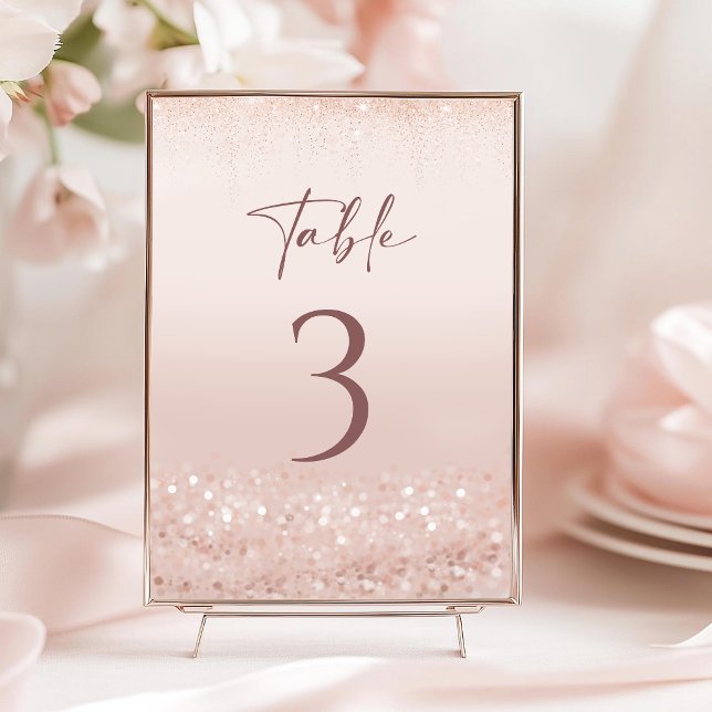 Numéros de table Anniversaire 21 ans Paillettes Ro (Rose Gold Glitter 21st Birthday Table Numbers)