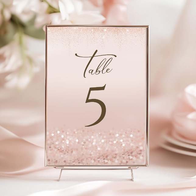 Numéros de table Anniversaire 80 ans Paillettes Ro (Rose Gold Glitter 80th Birthday Table Numbers)
