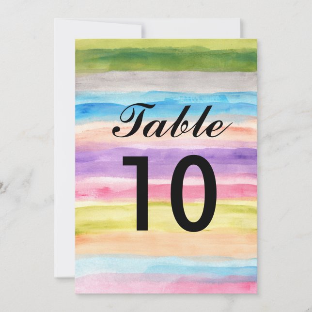 numéros de table aquarelle couleurs pastel (Devant)