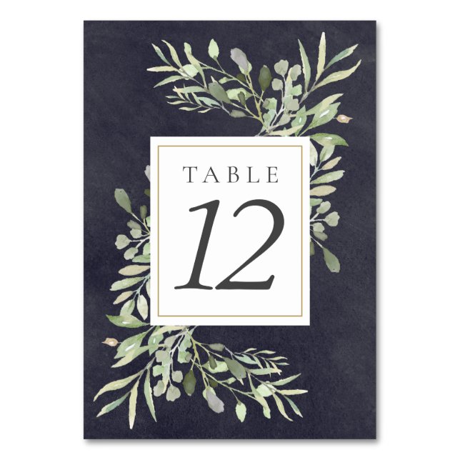 Numéros de table ardoise à verdure aquarelle (Dos)