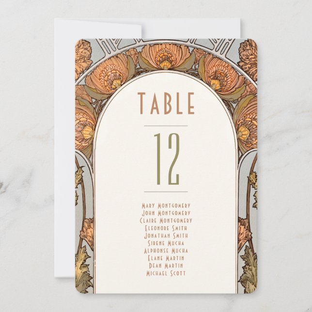 Numéros de table Art Nouveau vintage Mariage (Devant)