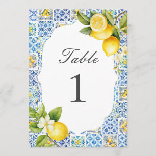 Numéros de table au citron italien de la côte d'Am