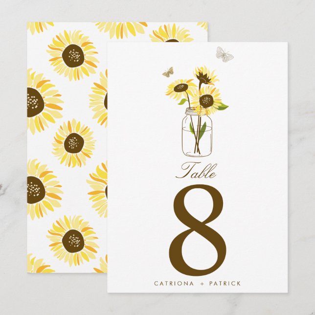 Numéros de table avec soleils rustiques sur un jar (Devant / Derrière)