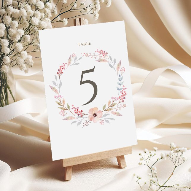 Numéros de table Baptême Fille Rose Pâle Floral (Blush Pink Floral Girl Baptism Table Numbers)