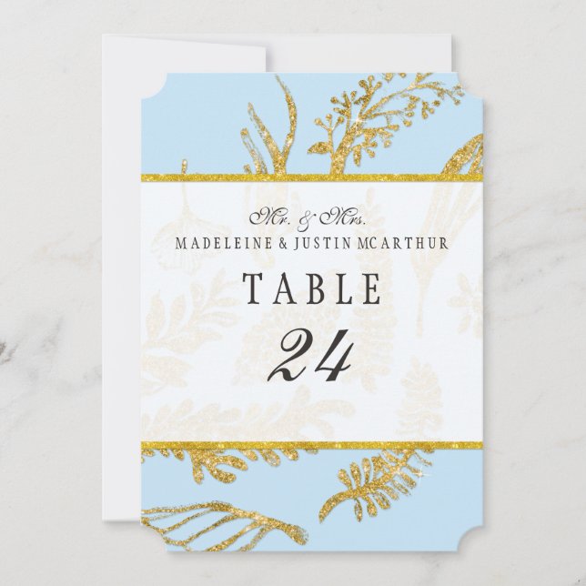 Numéros de table bleus Feuilles feuilles dessinées (Devant)