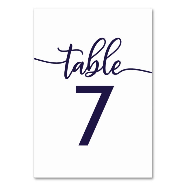 Numéros de Table Calligraphie Élégante Bleu Nuit (Par défaut)