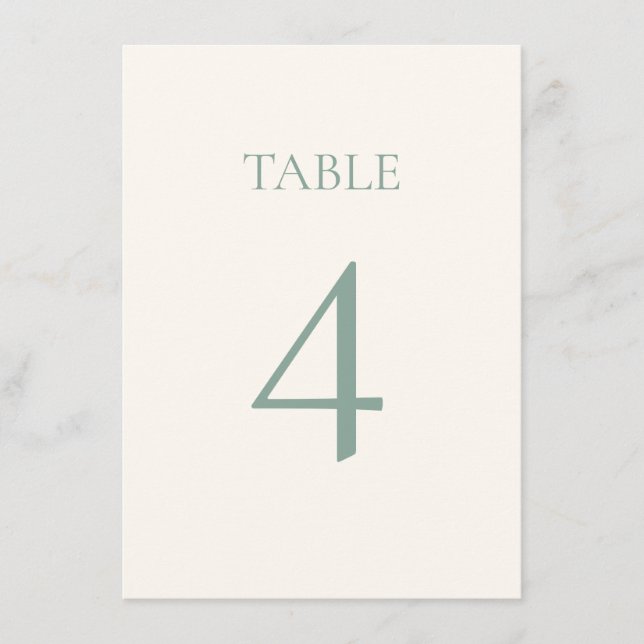Numéros de table Crème et Sauge (Devant)