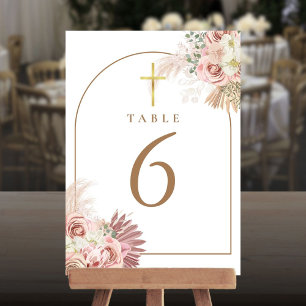 Numéros de table croisés en or floral Herbe de la