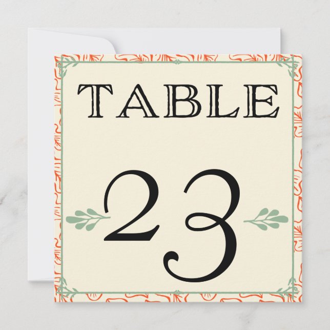 Numéros de table de campagne rustiques orange et s (Devant)