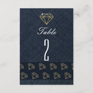 Numéros de table de fête or et bleu Denim & Diamon