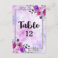 Numéros de table de mariage à cadre floral et arge