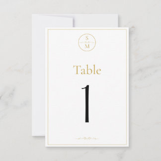 Numéros de table de mariage à monogramme élégant s