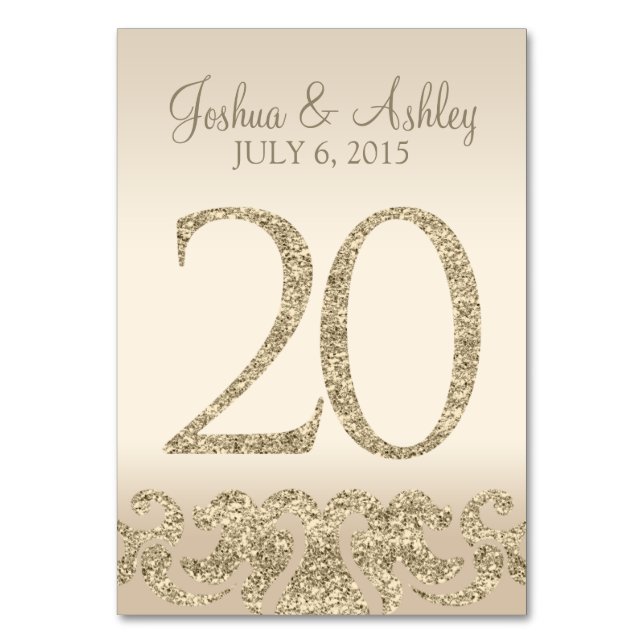 Numéros de table de mariage à paillettes - Carte d (Par défaut)