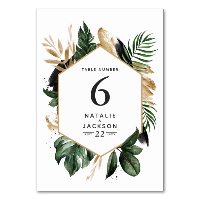 Numéros de table de mariage abstraits tropicaux mo (Par défaut)