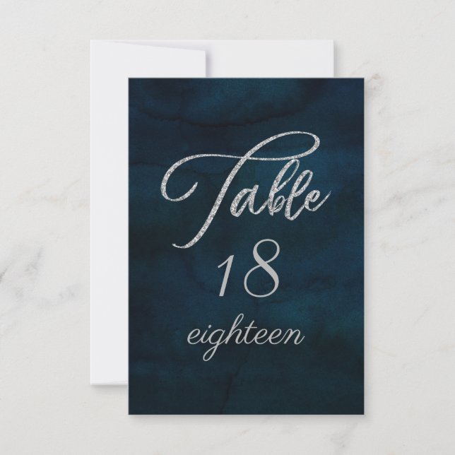 Numéros de table de mariage argent bleu foncé Navy (Devant)