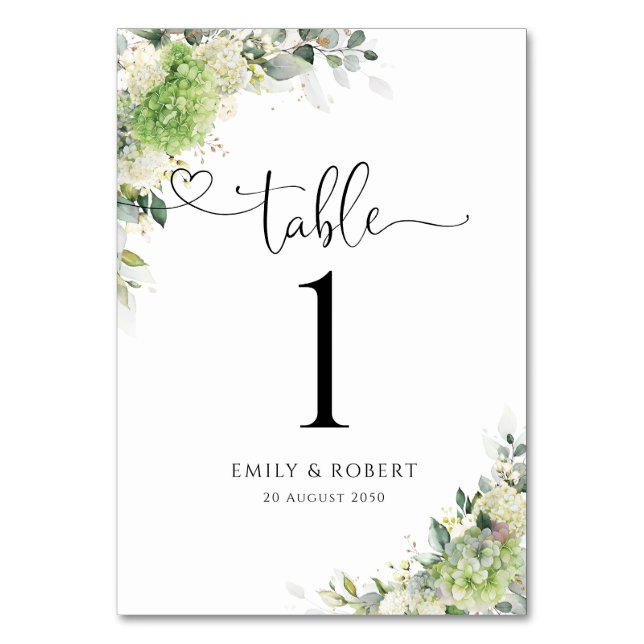 Numéros de table de mariage aux hortensias botaniq (Par défaut)