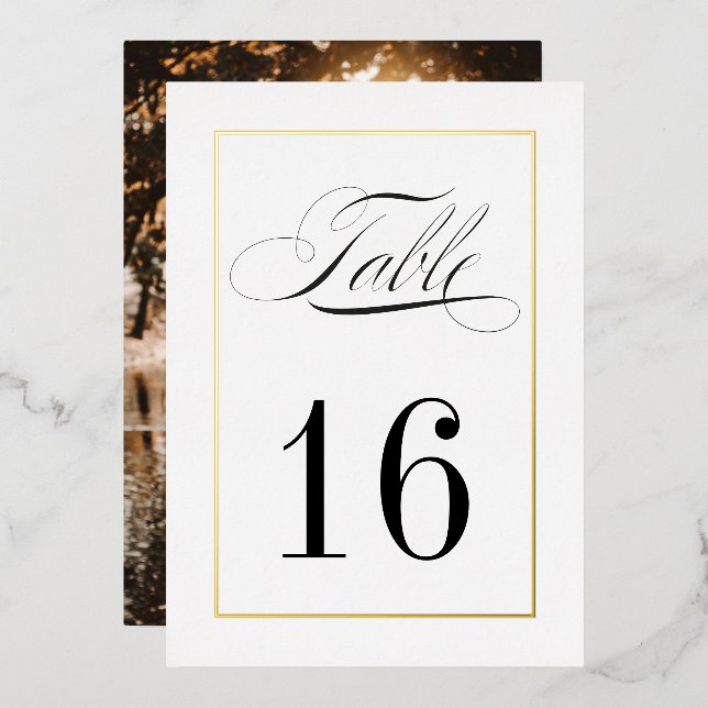 Numéros de table de mariage avec bordure en feuill (Recto/Verso)
